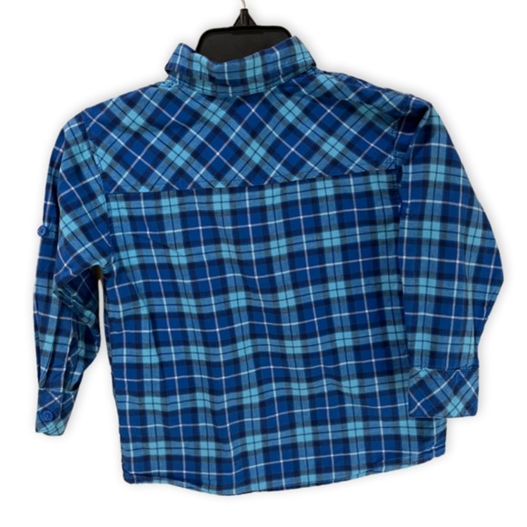 French Toast Shirt Boys Size 4 Button Up Shirt Blue Plaid Button Down Top - Picture 7 of 9